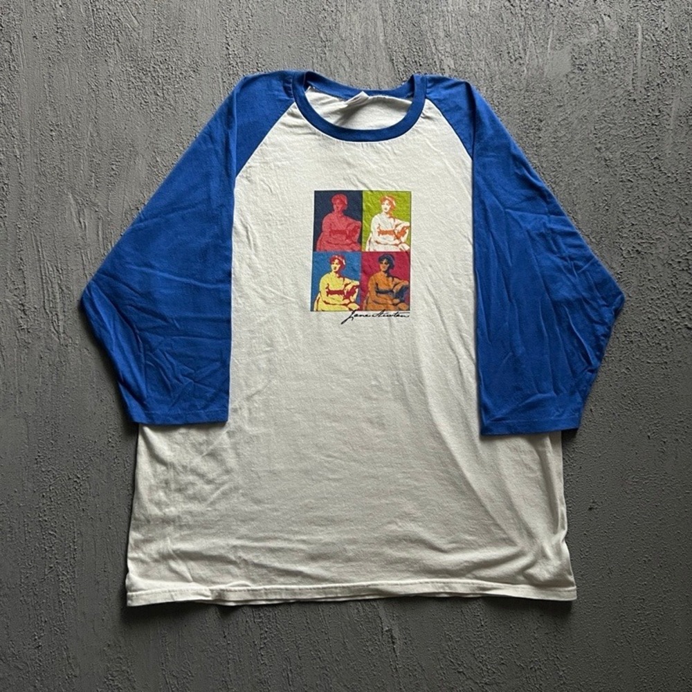 Vintage Jane Austen Shirt 2XL White 2000s Raglan Art
